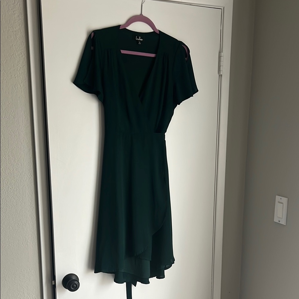 Lulu's Green Asymmetrical Flutter Sleeve Sundress
